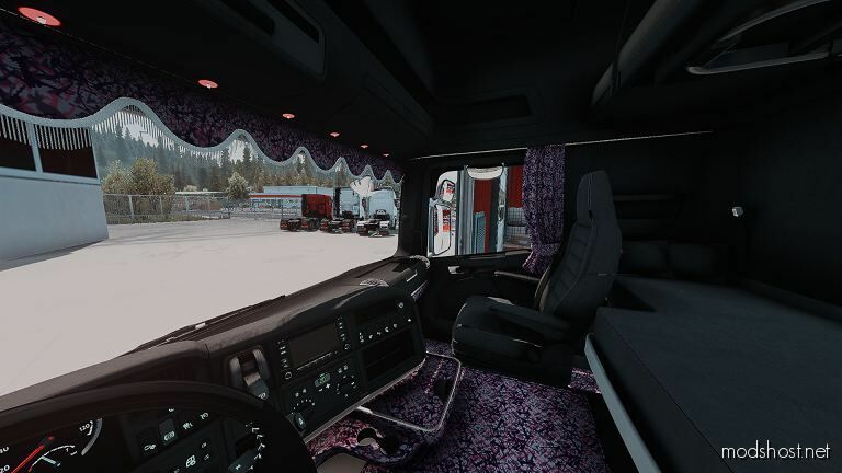 ETS2 Scania Mod: Fred Purple Plush Parts Interior 1.48 (Featured)