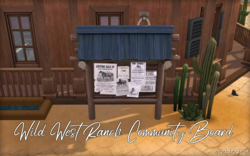 Sims 4 Object Mod: Wild West Ranch Community Board (Featured)