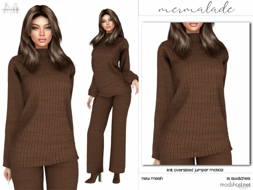 Sims 4 Teen Clothes Mod: Knit Oversized Jumper & Wide LEG Trousers SET (Featured)