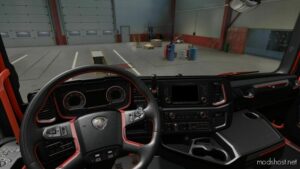 ETS2 Scania Mod: Interior (Dark-Red&Black) Scania R/S + Dashboard 1.48 (Image #3)