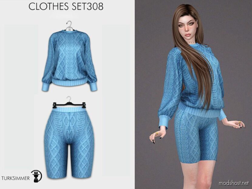 Sims 4 Everyday Clothes Mod: Knit Sweater & Shorts SET308 (Featured)