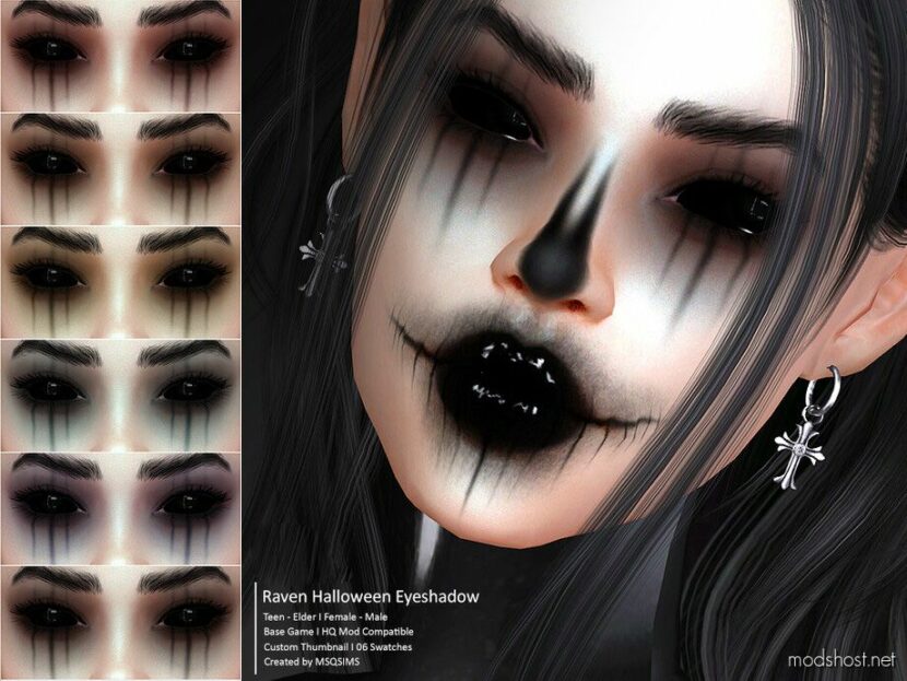 Sims 4 Eyeshadow Makeup Mod: Raven Halloween Eyeshadow (Featured)