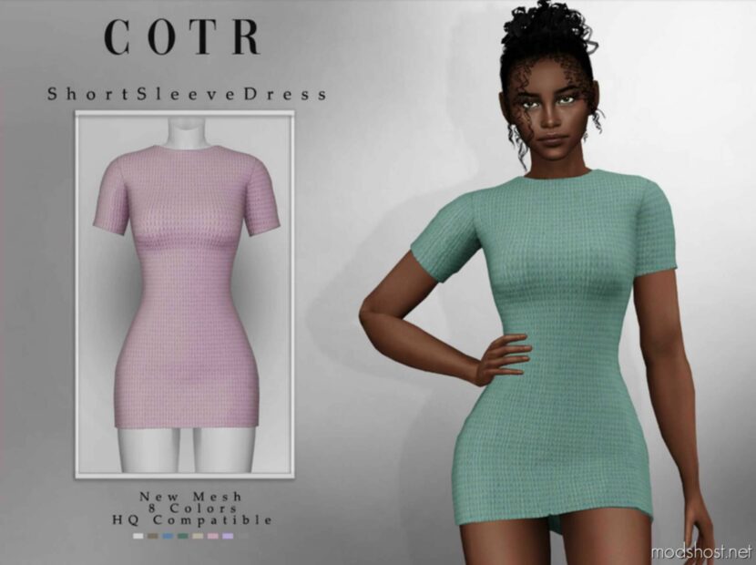 Sims 4 Dress Clothes Mod: Short Sleeve Dress (Featured)