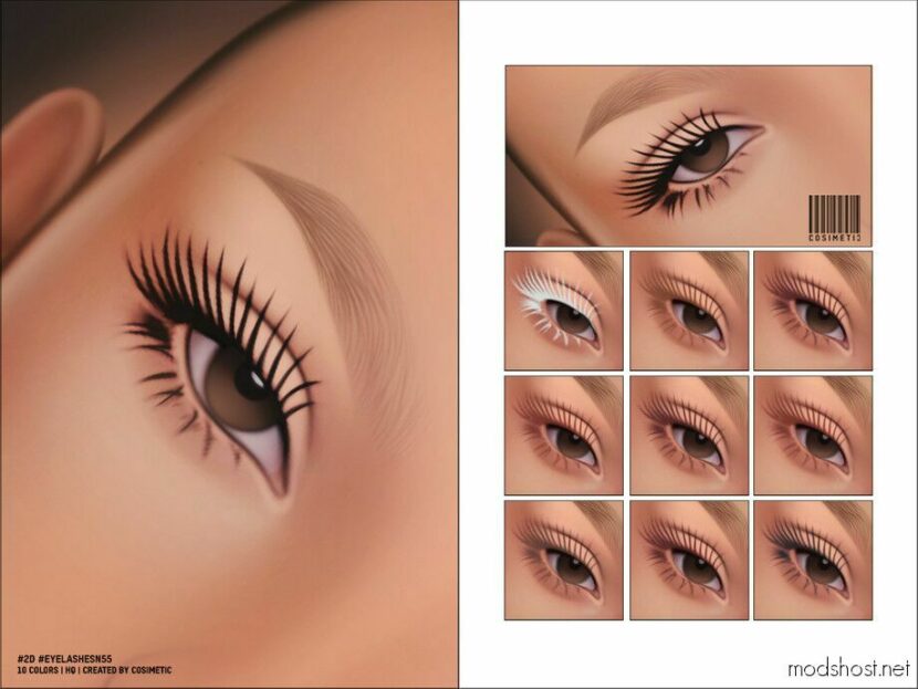 Sims 4 Female Makeup Mod: Maxis Match 2D Eyelashes N55 (Featured)