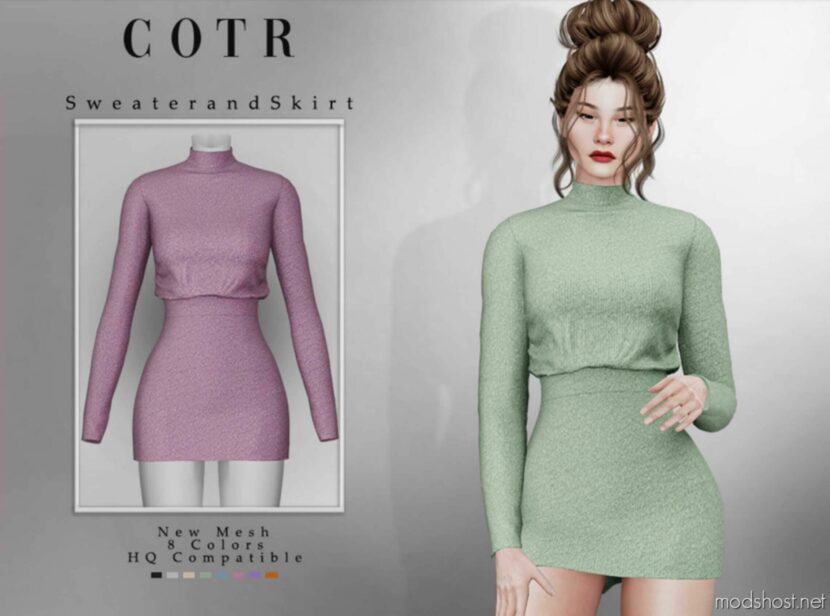 Sims 4 Adult Clothes Mod: Sweater And Skirt (Featured)