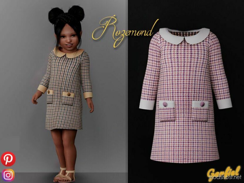 Sims 4 Kid Clothes Mod: Rozemond – Cute Plaid Dress (Featured)