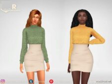 Sims 4 Everyday Clothes Mod: High Waisted Skirt And Knitted Sweater (Image #2)