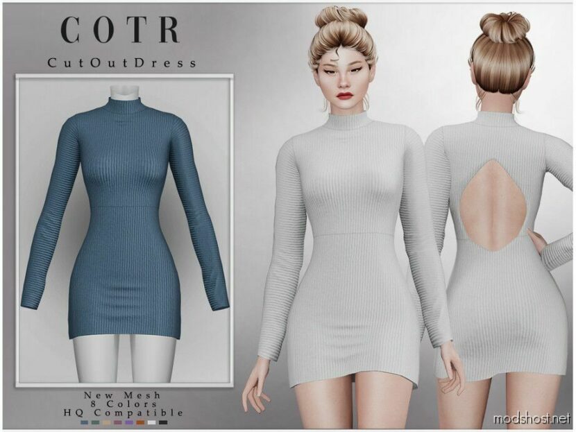 Sims 4 Adult Clothes Mod: CUT OUT Dress D-280 (Featured)