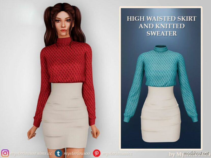 Sims 4 Everyday Clothes Mod: High Waisted Skirt And Knitted Sweater (Featured)