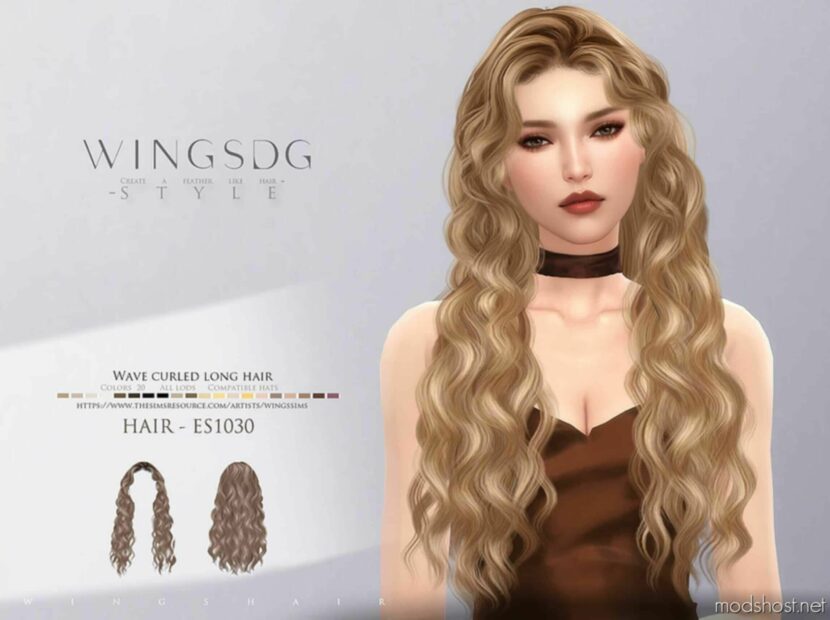 Sims 4 Female Mod: Wave Curled Long Hair (Featured)