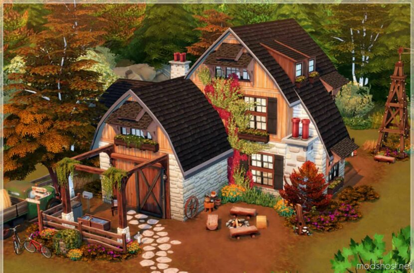 Sims 4 House Mod: Autumn Barn Cottage No CC (Featured)