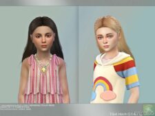 Sims 4 Kid Mod: Long Hairstyle With Braids For Children – G147C (Featured)