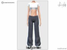 Sims 4 Teen Clothes Mod: Basic Crop T-Shirt & Wide LEG Jogger SET (Image #2)