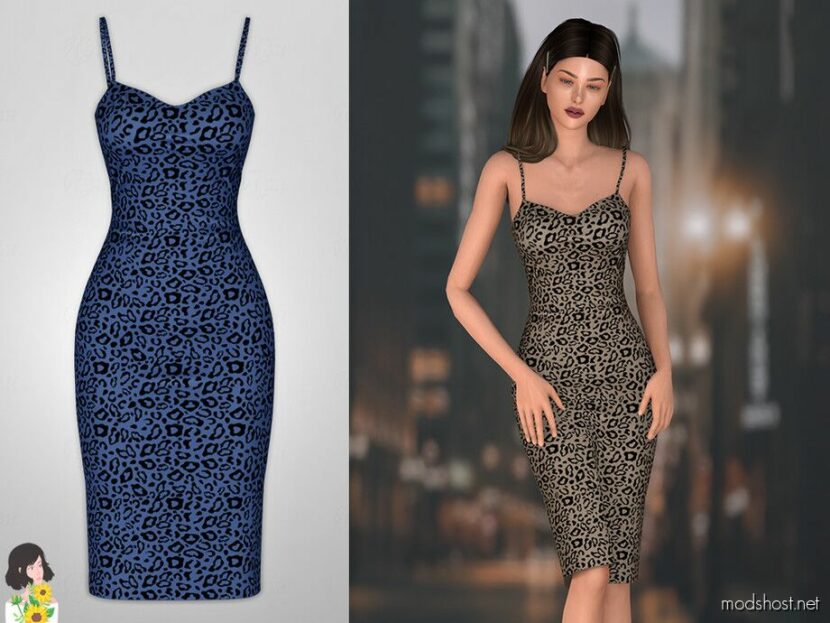 Sims 4 Dress Clothes Mod: Milani Leopard Dress (Featured)