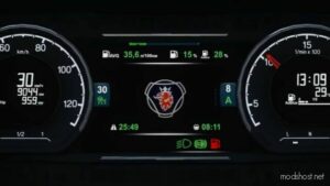 ETS2 Scania Interior Mod: NG Improved Dashboard V4.5 1.48.5 (Featured)