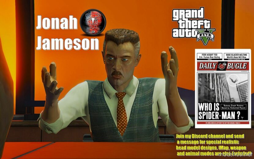 GTA 5 Player Mod: Spiderman 3 Game | Jonah Jameson Add-On PED (Featured)