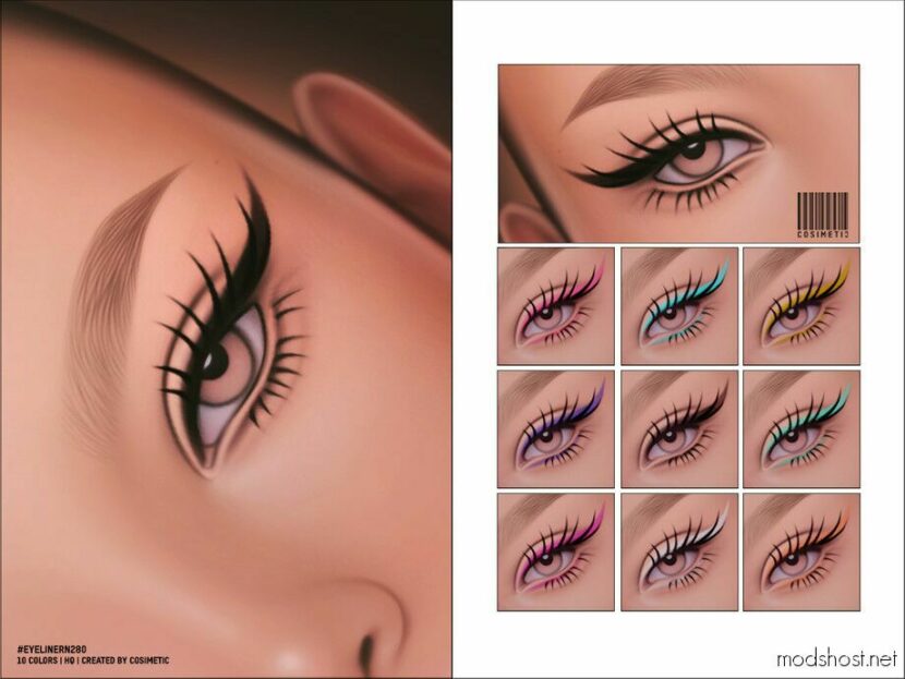 Sims 4 Female Makeup Mod: CAT Eyeliner With Eyelashes N280 (Featured)