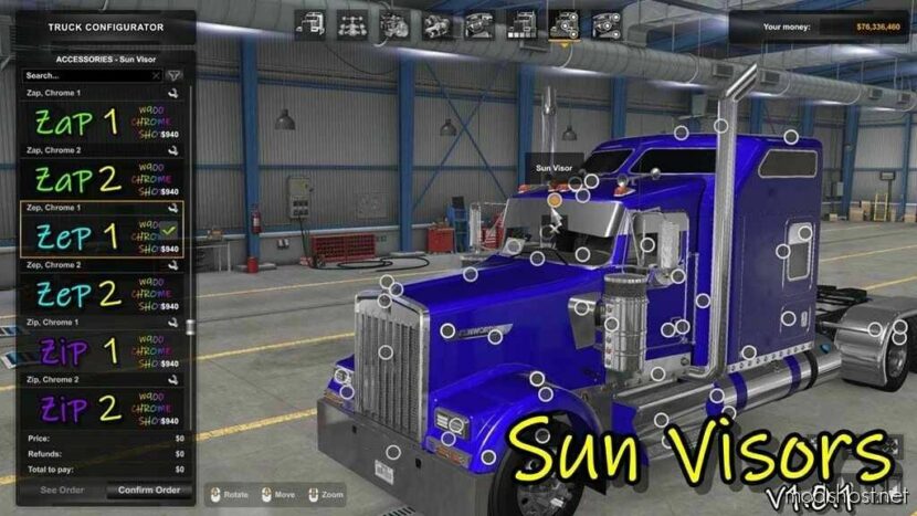 ATS Kenworth Part Mod: W900 Chrome Shop Tuning Pack V1.0.3 (Featured)