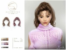 Sims 4 Female Mod: Wavy Ponytail Hairstyle Cindy 061023 (Featured)