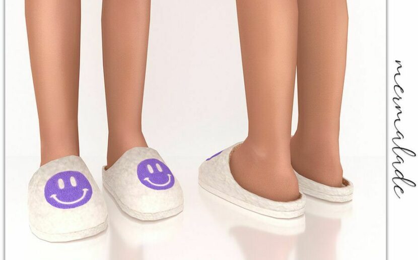 Sims 4 Kid Shoes Mod: Smiling Face Slippers S261 (Child) (Featured)