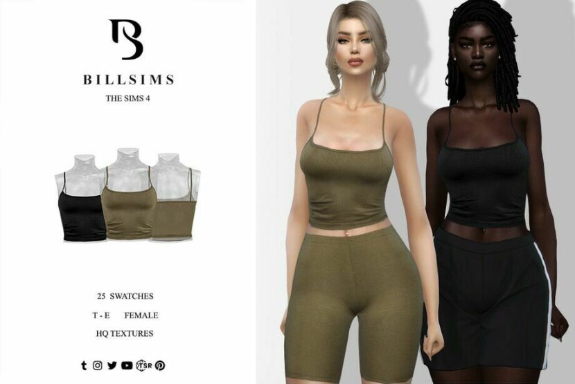 Sims 4 Female Clothes Mod: Seamless Basic GYM Cami TOP (Featured)