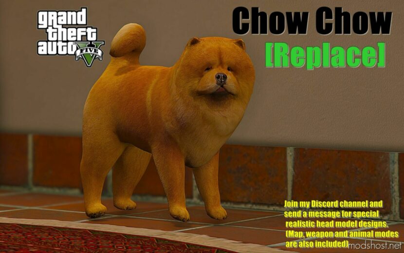 GTA 5 Player Mod: Chow Chow Replace (Featured)