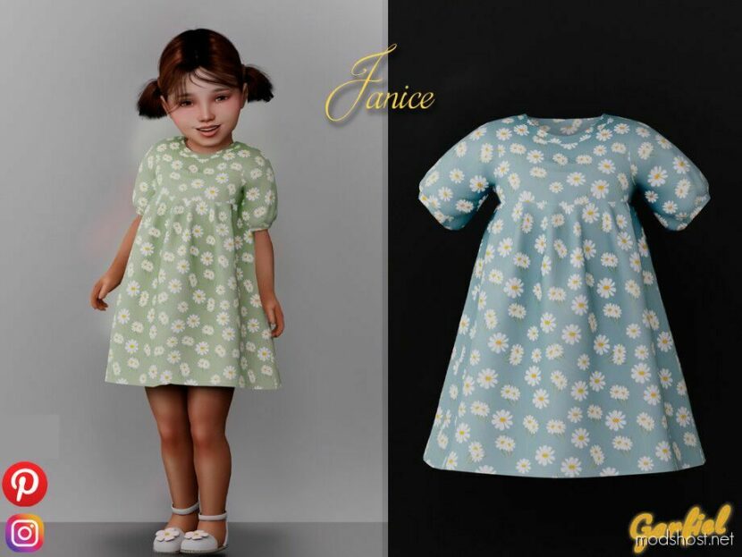 Sims 4 Dress Clothes Mod: Janice – Cute Floral Dress (Featured)