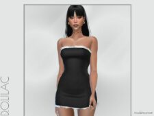 Sims 4 Female Clothes Mod: Ruffled Strapless Mini Dress DO095 (Featured)