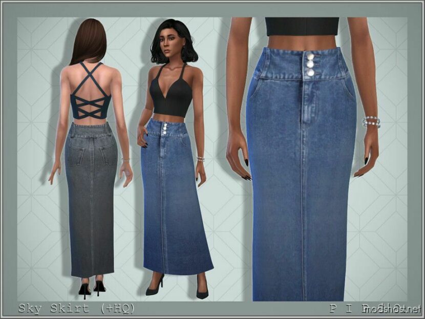 Sims 4 Elder Clothes Mod: SKY Denim Skirt (Featured)