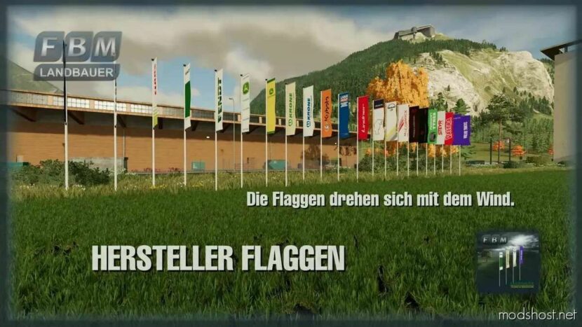 FS22 Flag Placeable Mod: Manufacturer Flags V1.1 (Featured)