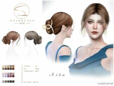 Sims 4 Female Mod: Cute Updo Hairstyle Nika (011023) (Featured)