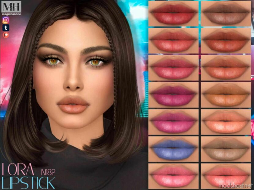 Sims 4 Lipstick Makeup Mod: Lora Lipstick N182 (Featured)