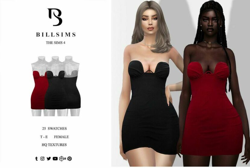 Sims 4 Teen Clothes Mod: Underwire Detail Bandeau Mini Dress (Featured)