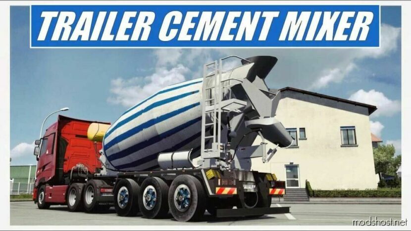 ETS2 Trailer Mod: Animated Cement Mixer 1.48.5 (Featured)