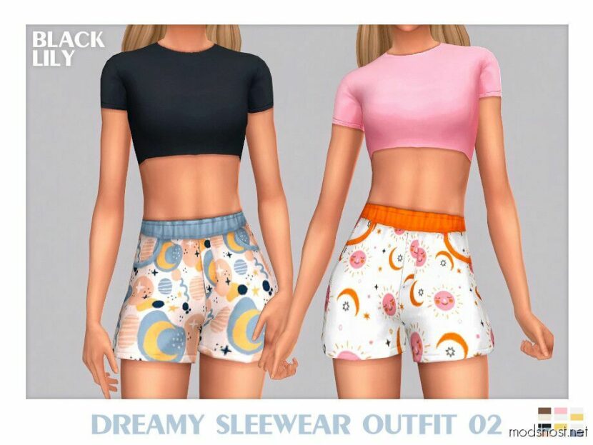 Sims 4 Female Clothes Mod: Dreamy Sleepwear Outfit 02 (Featured)