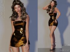 Sims 4 Adult Clothes Mod: Leather Corset Mini Dress DO098 (Image #2)