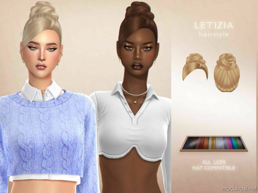 Sims 4 Elder Mod: Letizia Hairstyle (Featured)