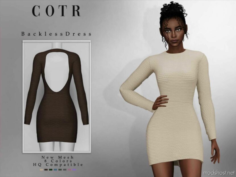 Sims 4 Dress Clothes Mod: Backless Dress (Featured)