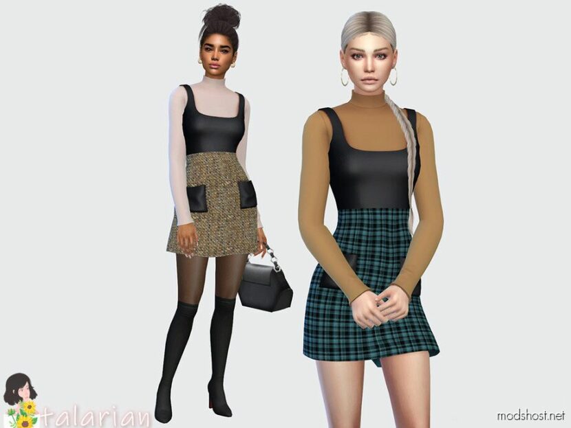 Sims 4 Female Clothes Mod: Harlow Sundress With Turtleneck (Featured)