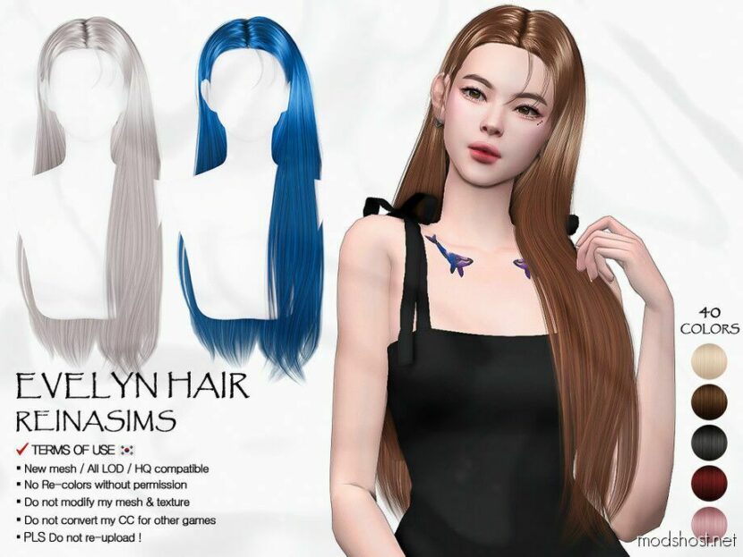 Sims 4 Female Mod: 92 Evelyn Hair (Featured)