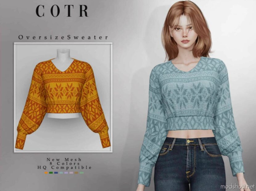 Sims 4 Female Clothes Mod: Oversize Sweater (Featured)