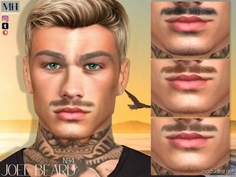 Sims 4 Male Hair Mod: Joel Beard N34 (Featured)