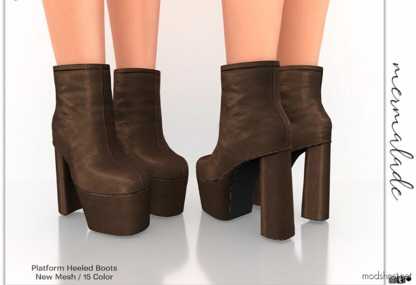 Sims 4 Female Shoes Mod: Platform Heeled Boots S269 (Featured)