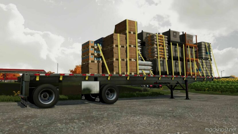 FS22 Mod: Benson 48FT Flatbed Trailer Autoload V1.0.0.9 (Featured)