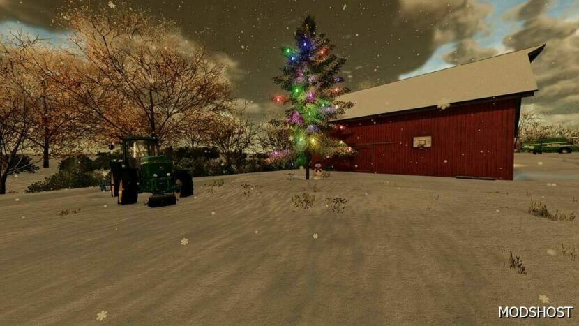 FS22 Placeable Mod: Christmas Tree with Snowman (Featured)