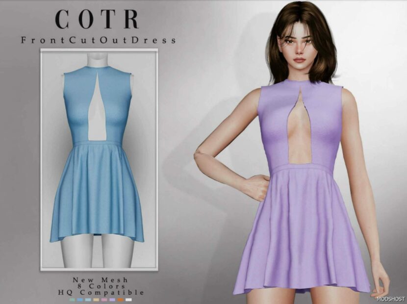 Sims 4 Female Clothes Mod: Front CUT OUT Dress (Featured)