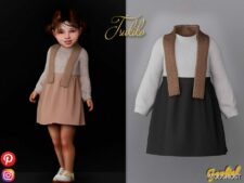 Sims 4 Dress Clothes Mod: Tsukiko – Cute Fall Outfit with Scarf (Featured)