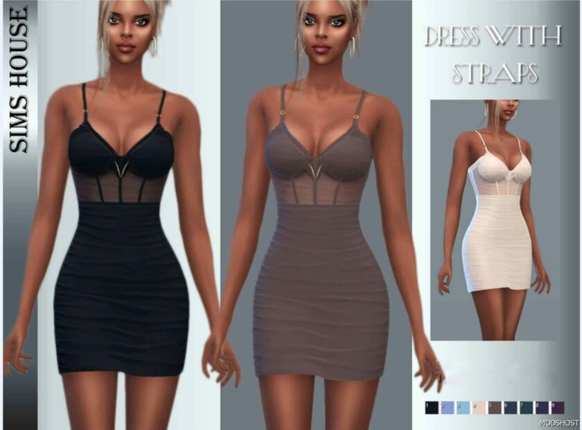 Sims 4 Female Clothes Mod: Dress with Straps (Featured)