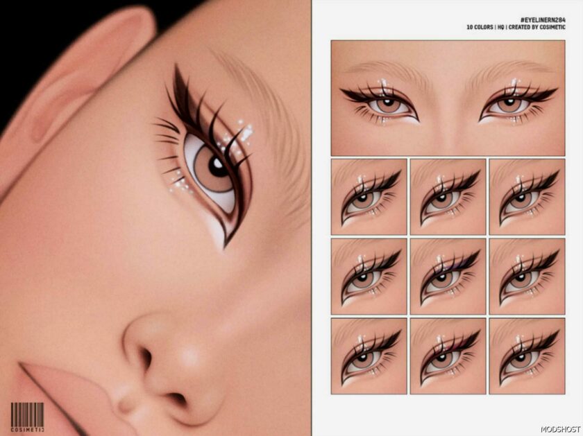 Sims 4 Eyeliner Makeup Mod: Glitter Eyeliner N284 (Featured)