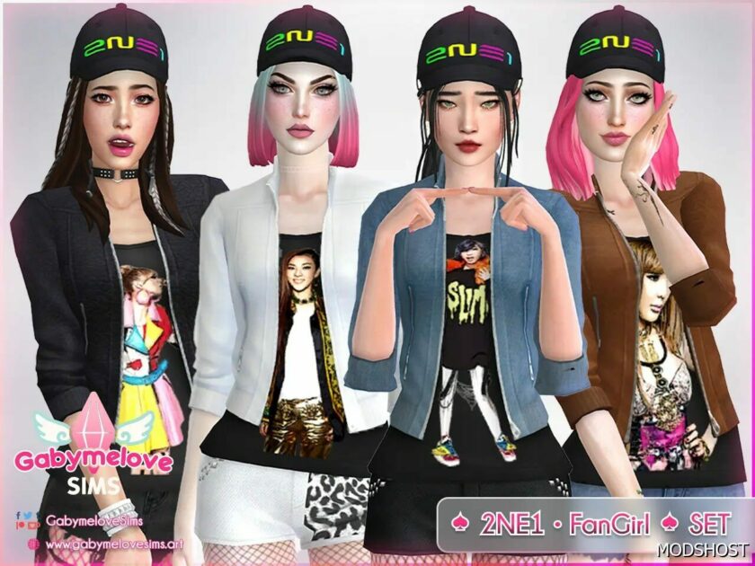 Sims 4 Mod: ♠ 2NE1 • FanGirl ♠ Clothes SET | Updated 2023 (Featured)